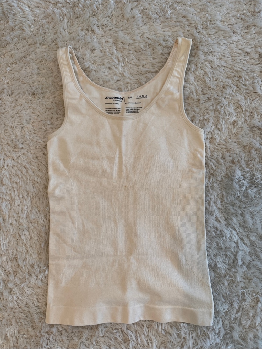 Shapermint Cream Ribbed Tank Top - Women's Scoop Neck Sleeveless
